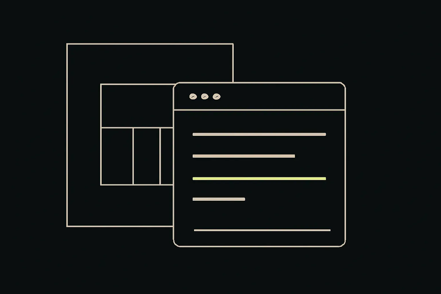 A flat composition of a logo mark, letterhead and site homepage for the concept practice Aro, in duotone lime and near-black.